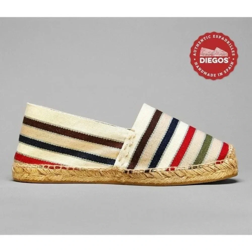 Diegos Authentic Canvas Espadrilles French Stripes Women US 8 EU38 Made in Spain